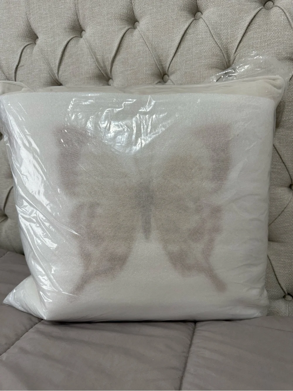 New Z Gallerie Bella Beaded butterfly pillow 20x20 ivory gold